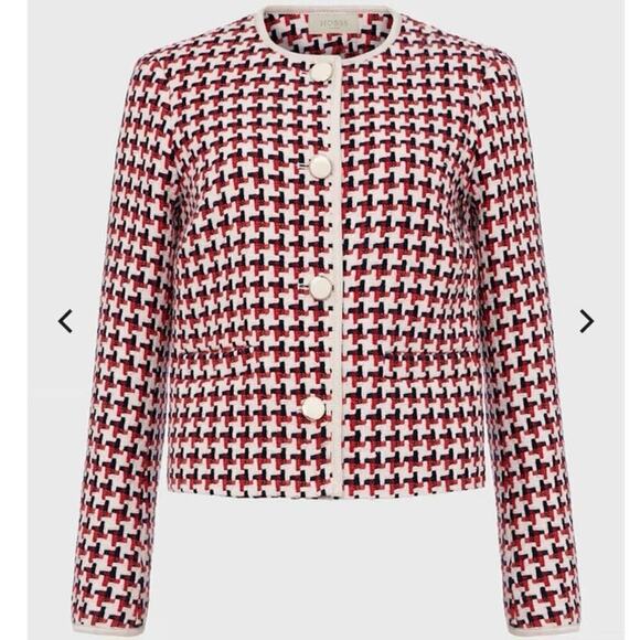 Hobbs of London Tafara Tweed Jacket in Red Multi Size 10 - Picture 12 of 14